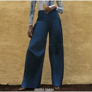 Andrea Iyamah Linea Pleated High-Waist Trousers Forest Emerald Green Size M
